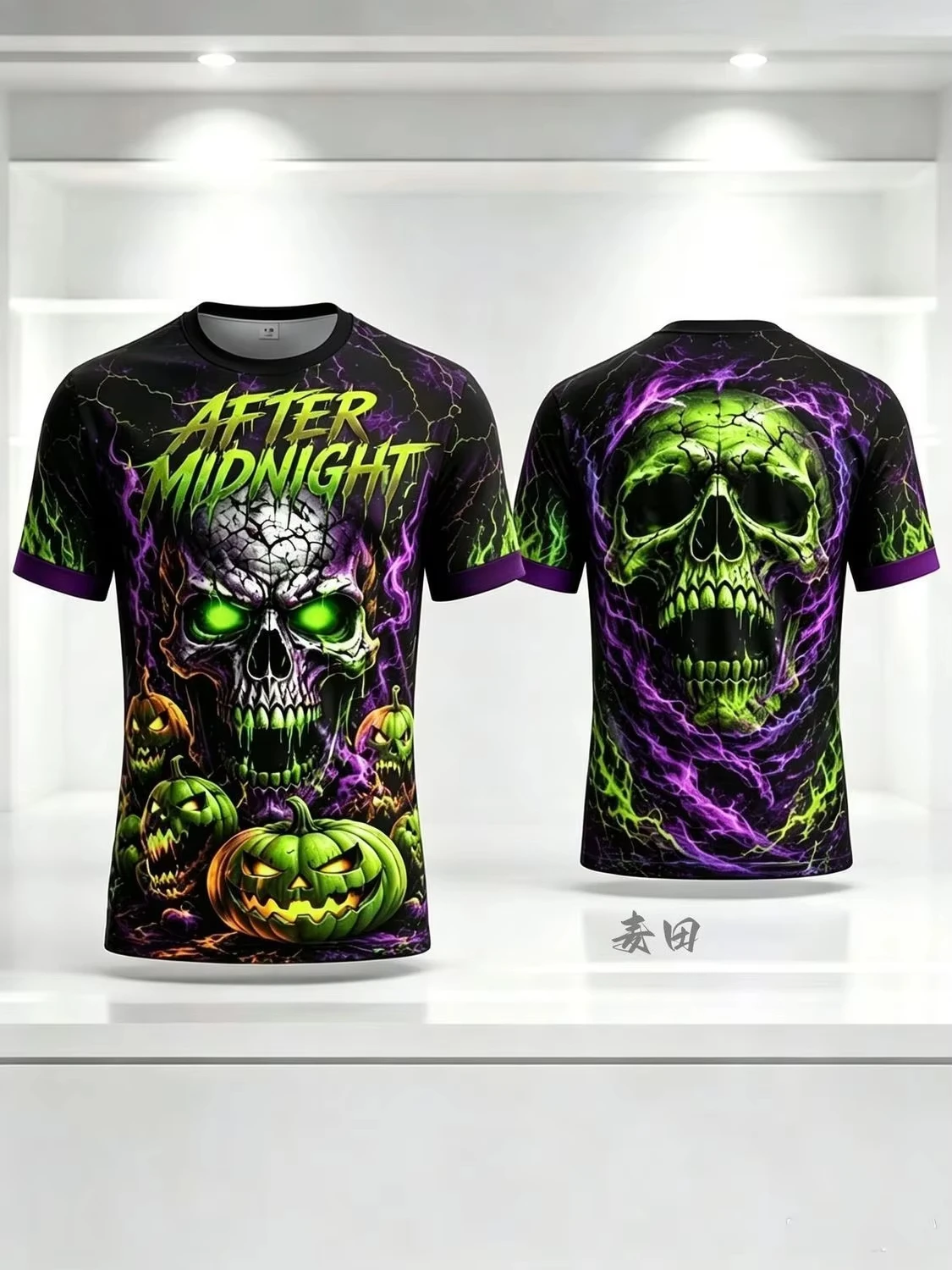 2026 New Best‑Seller‑Trending‑After‑Midnight‑Skull‑Pumpkin‑Halloween‑Double‑Sided‑Print‑Short‑Sleeve‑T‑Shirt