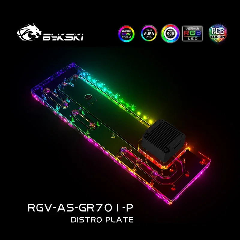 BYKSKI Distro Plate Acrylic Reservoir for ASUS ROG HYPERION GR701 Computer Case Water Cooling Combo DDC Pump RGV-AS-GR701-P