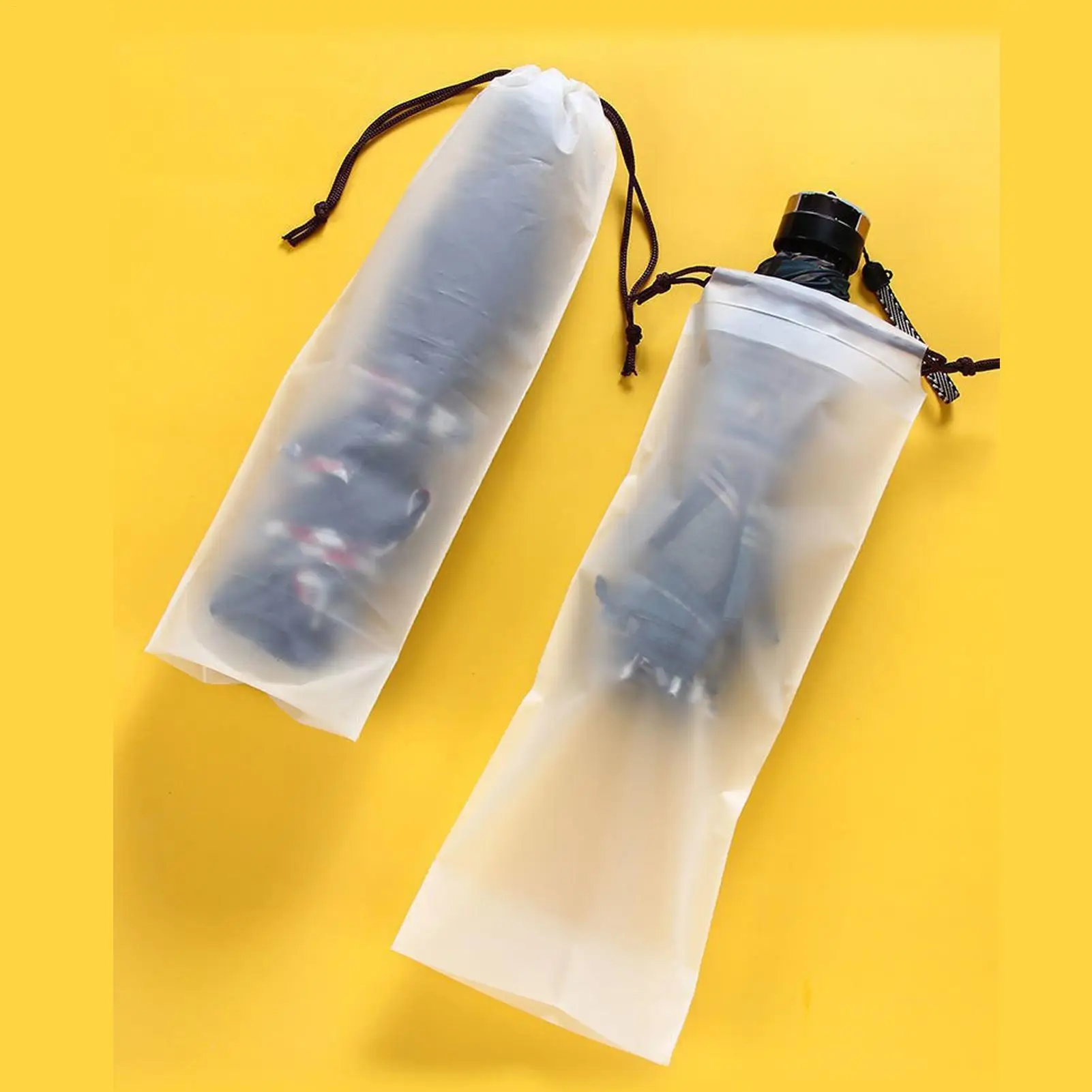 10PCS Transparent Mouth Waterproof Plastic Umbrella Bag Organizer Drawstring Bags Vehicle-mounted Umbrella Bags Home Car