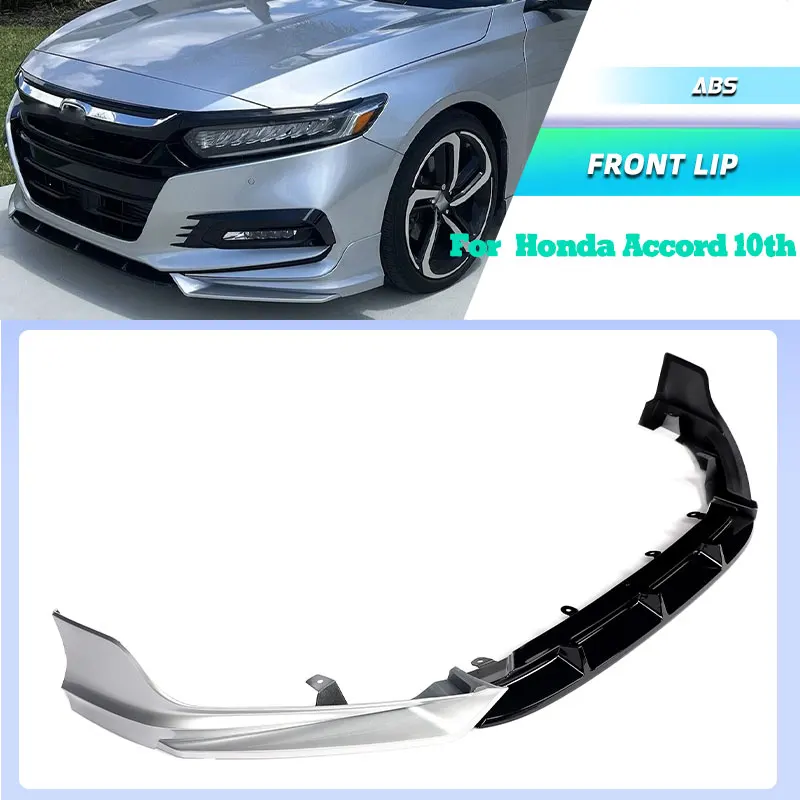

ABS White Silver Car Front Bumper Lip Spoiler for Honda Accord 10th 2018-2020 Racing Front Lip Chin Arpon Splitters Protector
