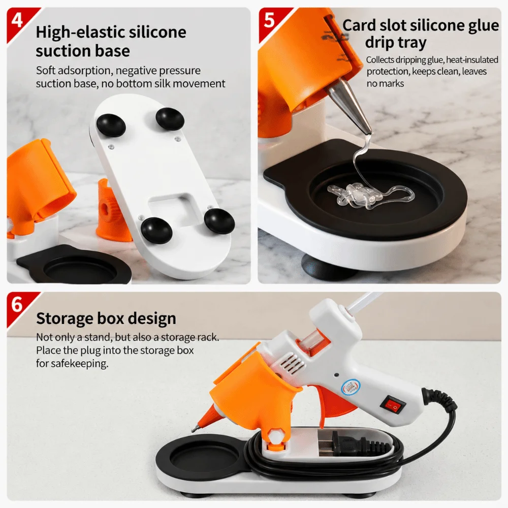 Universal Hot Glue Tool Stand Multi-functional with Drip Tray Hot Glue Rack Anti-Slip Portable Hot Glue Organizer Craft Projects