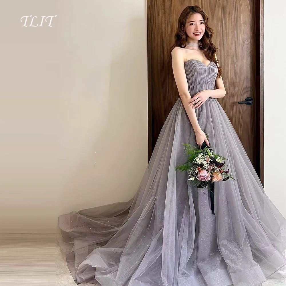 

TLIT Luxury Little Draped A-Line Evening Dresses Customized Wedding Dresses Photo Shoot Sweetheart Sweep Train Party Gowns