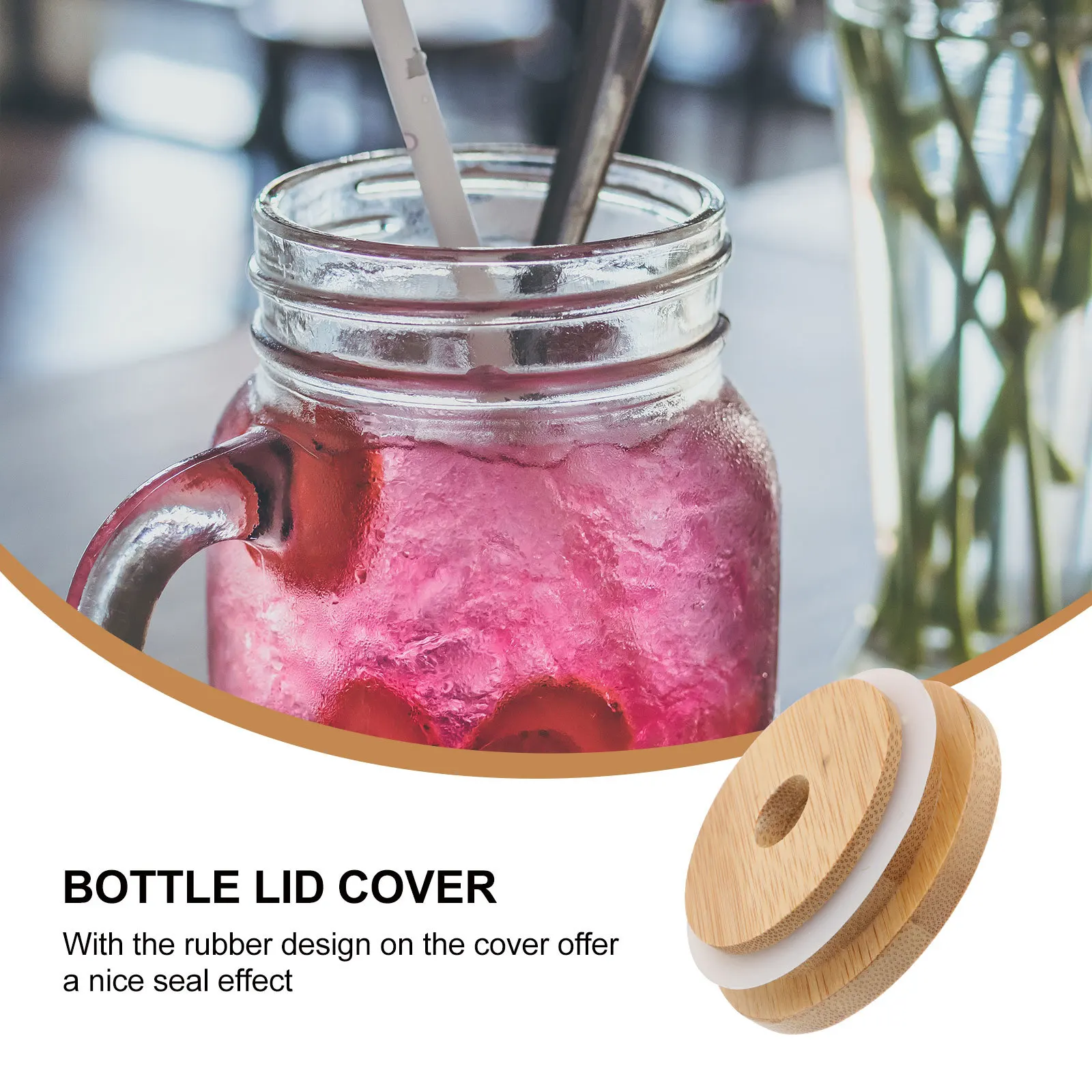 

8Pcs Premium Bamboo Jar Lid 70Mm Wooden Bottle Cover with Rubber Gasket for Airtight Glass Container Reuse and Food Storage