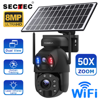 SECTEC 50X ZOOM 8MP Solar Camera 4G SIM 360° Outdoor Dual Lens Human Tracking WIFI Battery Security Cameras PIR Night Vision