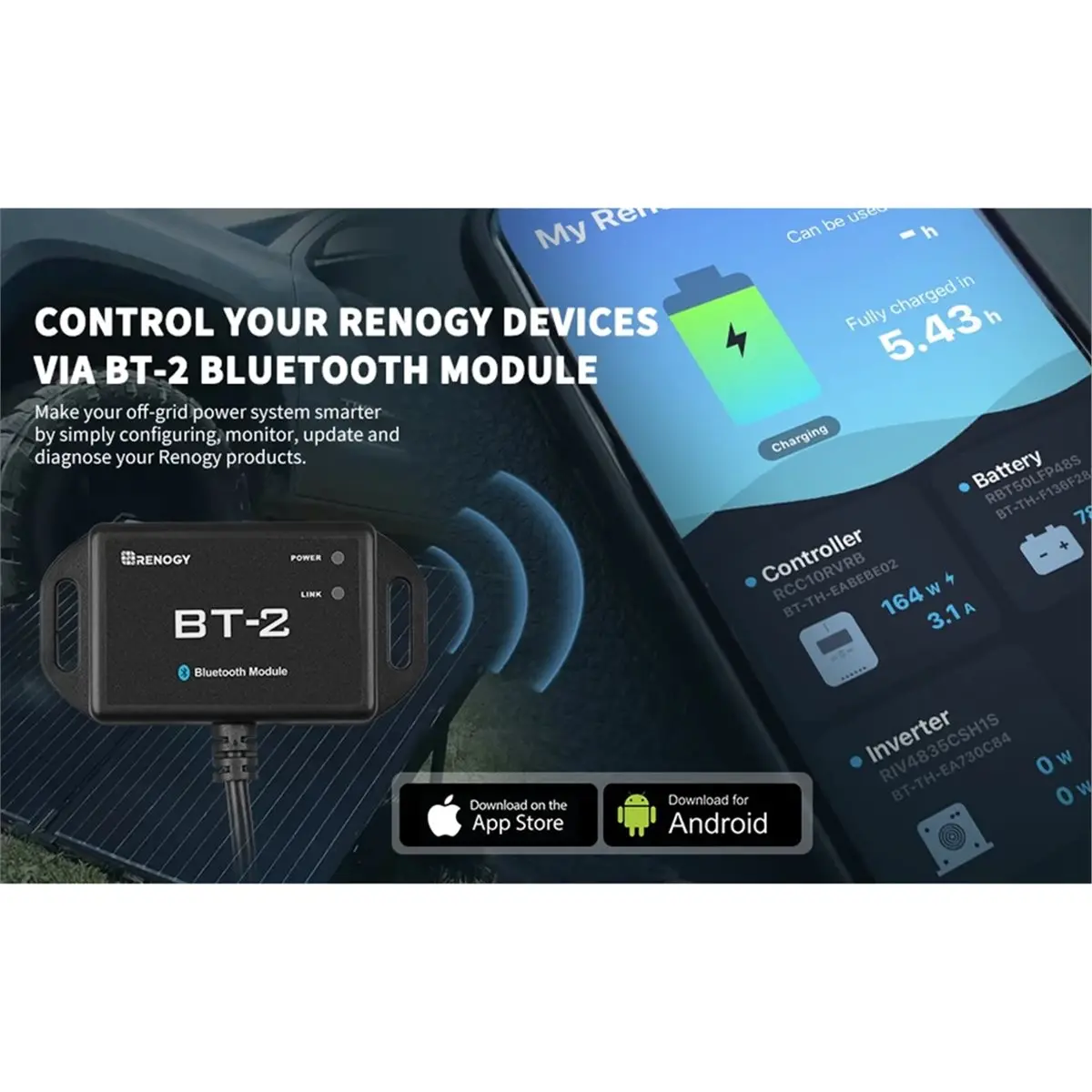 Mua Renogy BT-2 Bluetooth Module RJ45 Communication Port Wirelessly Monitor Real Time Insight Precise Control Compatible Solar Charge Controllers Battery Charger Inverter Bt 2 Rs485 B0899932yc Mua Renogy BT-2 Bluetooth Module RJ45 Communication Port Wirelessly Monitor Real Time Insight Precise Control Compatible Solar Charge Controllers Battery Charger Inverter Bt 2 Rs485 B0899932yc