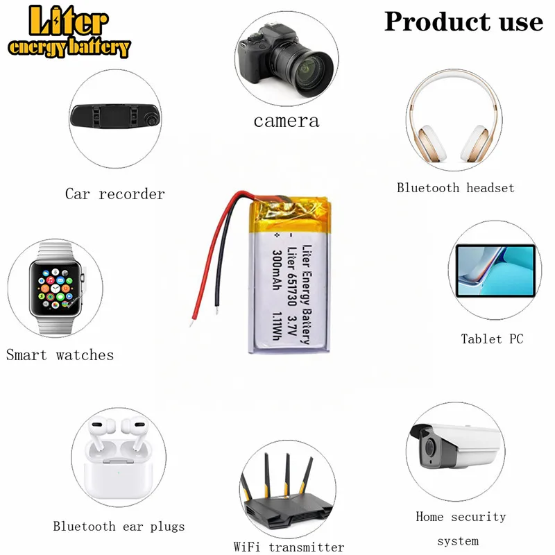 best battery brand 3.7v lithium polymer battery 651730 300MAH small toys MP3 MP4 GPS navigation mobile power
