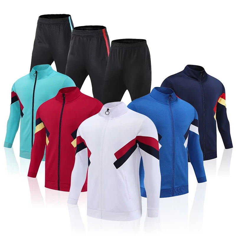 

Hot Sell Soccer Jacket And Pants Latest Club Men's Long Sleeves Training Football Jersey Breathable Football Soccer Tracksuit