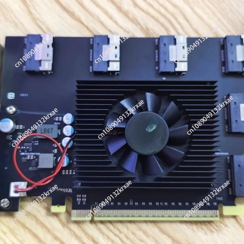 PCIe 4.0 X16 Split Card, 6 SFF-8654 8i Interfaces Expansion Adapter Card for U.2 NVMe and AI Graphics Card Expansion