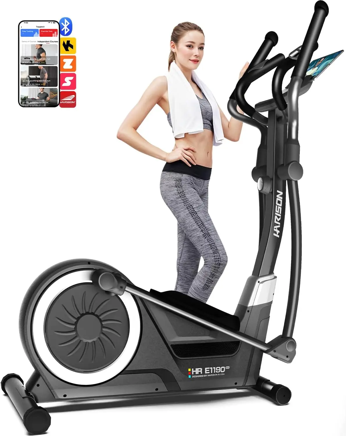 HARISON Elliptical Machine for Home 350 LBS Capacity, Magnetic Elliptical Exercise Machine with 16-Level Resistance Control, Ell