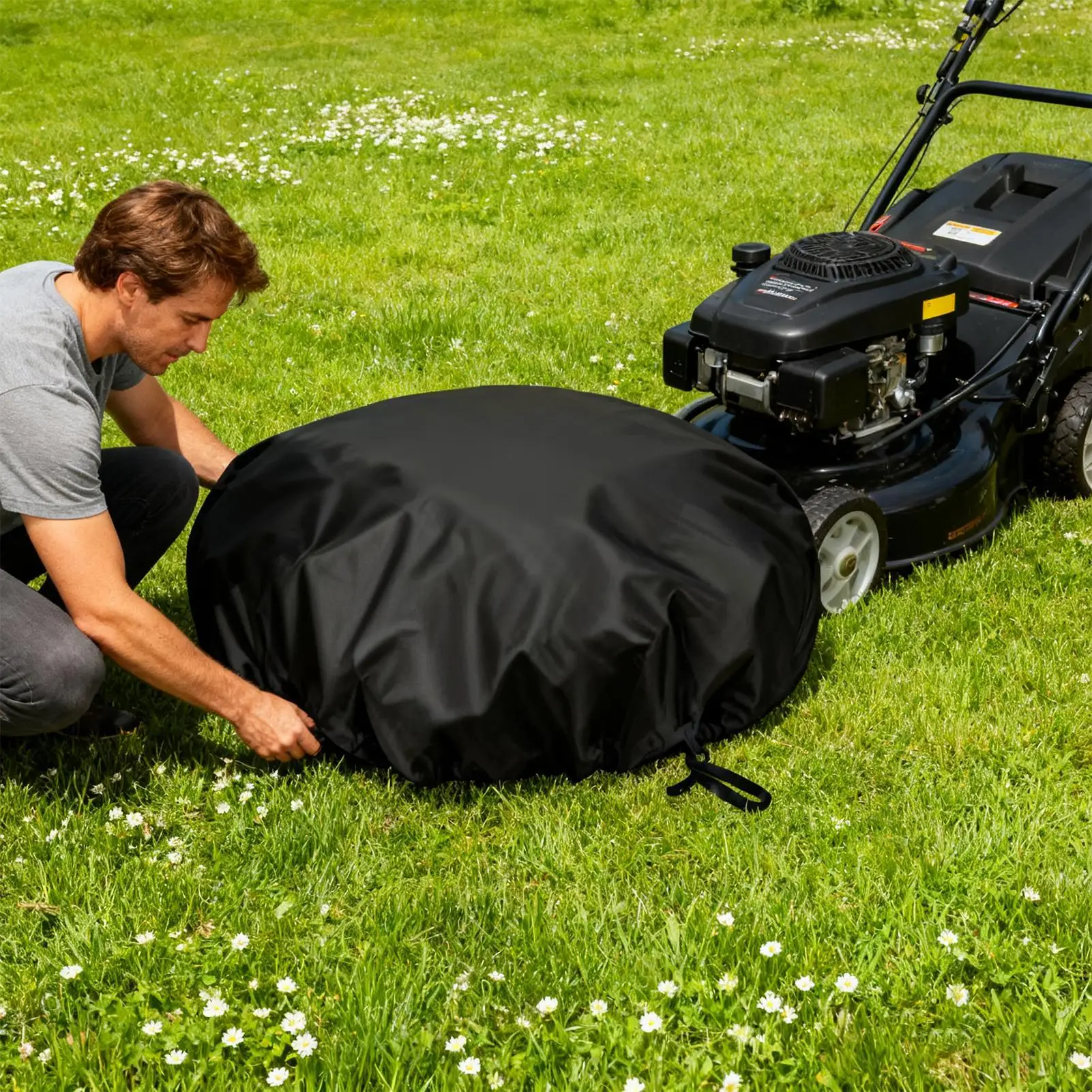 Lawnmower Cover Waterproof UV Protection Shelter With Drawstring Tear-Resistant Robotic Lawnmower Covers For Outdoor Indoor