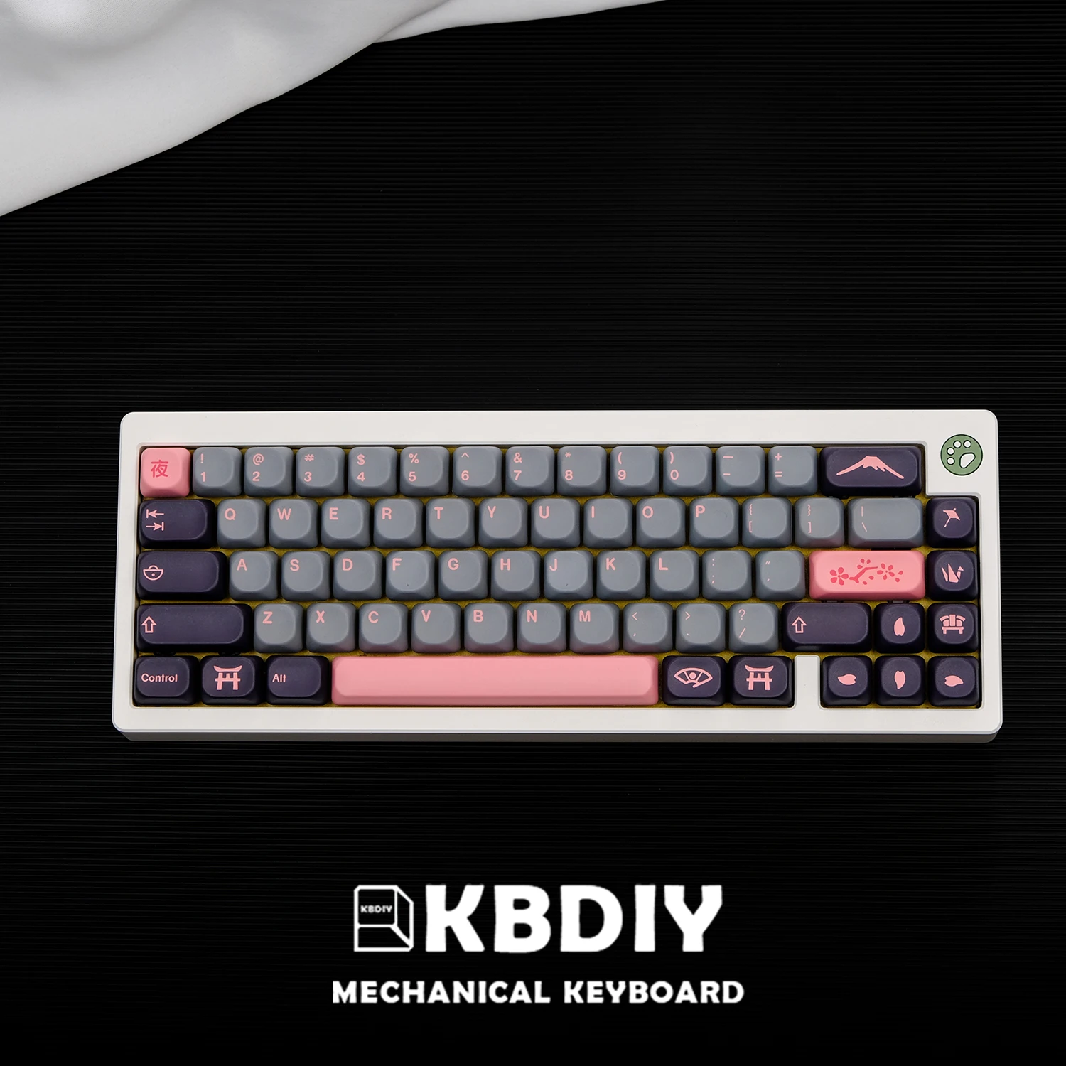 KBDiy NightSakura Keycaps PBT KOA Profile for Game Mechanical Keyboard Keycap Custom 130 Keys Caps Set for 61/68/84/87/100/104