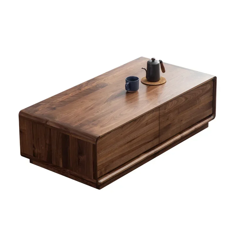 Nordic all solid wood TV side cabinet coffee table cabinet simple modern black walnut white oak log small apartment living room