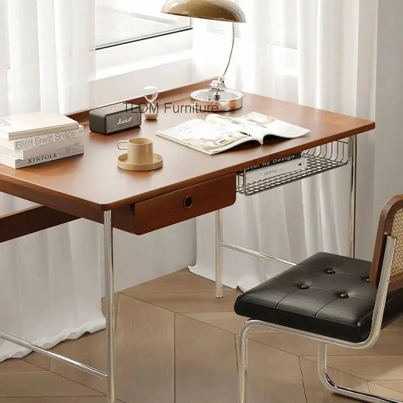 Retro Wood Office Desks Creative Bedroom Dressing Tables Simple Living Room Multifunctional Storage Desk Study Room Table