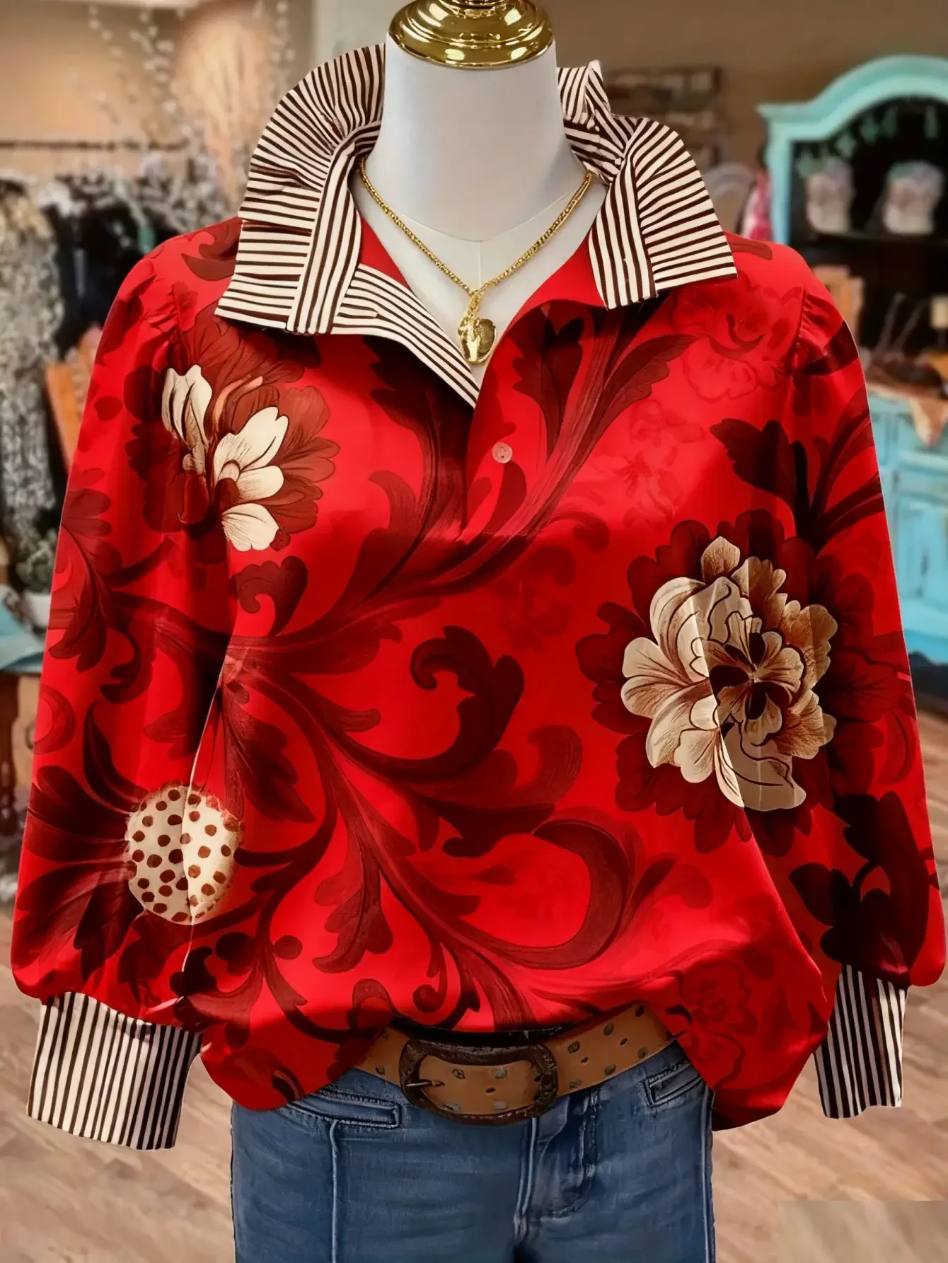 2026 Women's new casual jeans with a variety of colorful western prints, loose wide leg design, Seasonal fashion