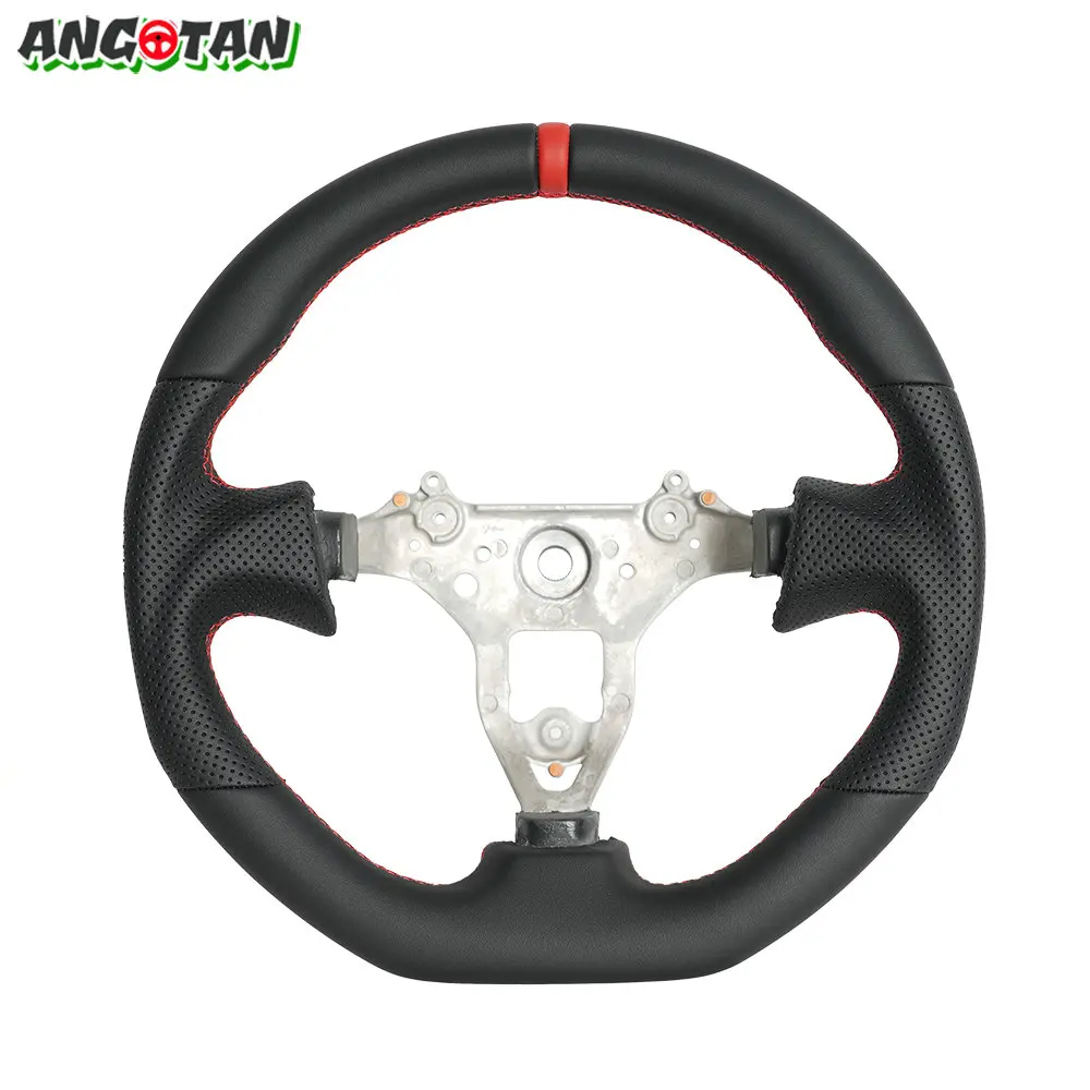 Black Smooth Leather Steering Wheel For Nissan GT-R R34 GTR 1999-2006 Steering Wheel Full Leather D-Shape Flat Bottom