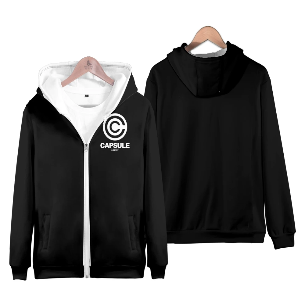 Anime capsulule corp padrão zip up hoodie feminino masculino moletom com capuz impressão 3d zíper jaqueta com capuz streetwear casaco