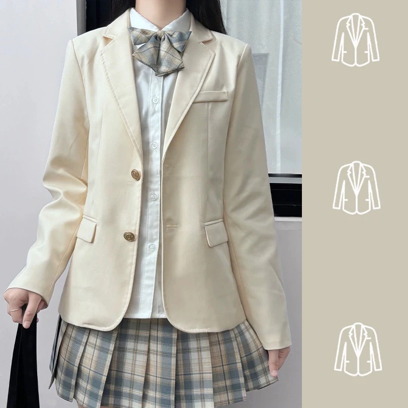 Blazer da abito giapponese per donna Giacca uniforme Cappotto a maniche lunghe per ragazze Stundent JK School Anime Clothes Nero Blu navy Rosa