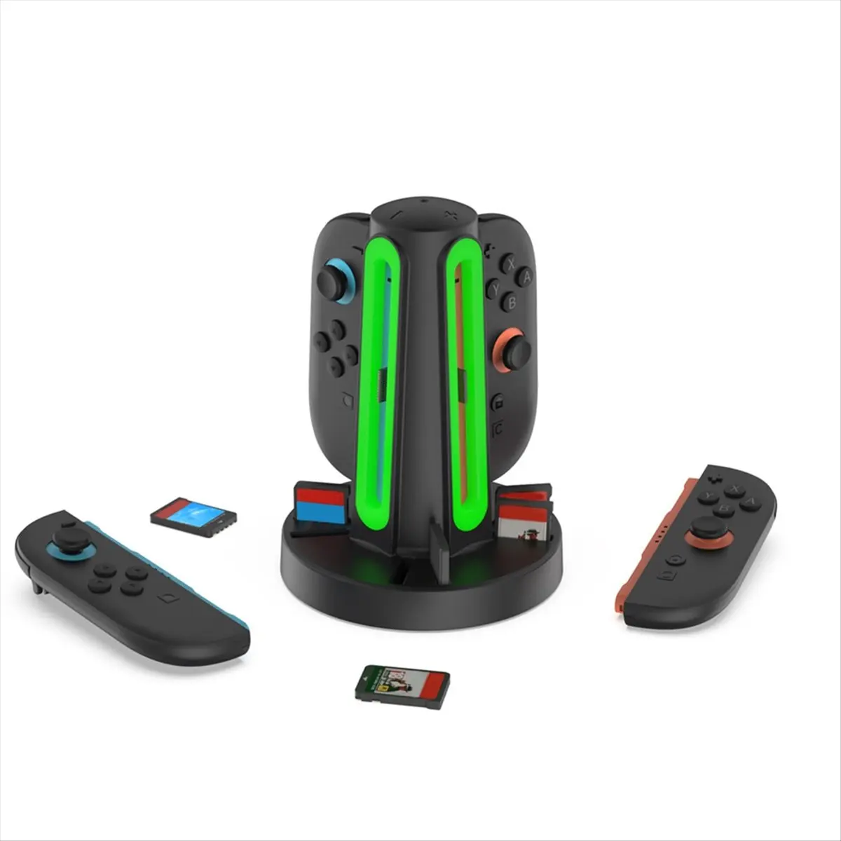 【ELEVATE LIFE】4in1 Charging Dock for Switch 2 Controller Charging Station Card Storage Base with 360° LED Indicators Switch 2