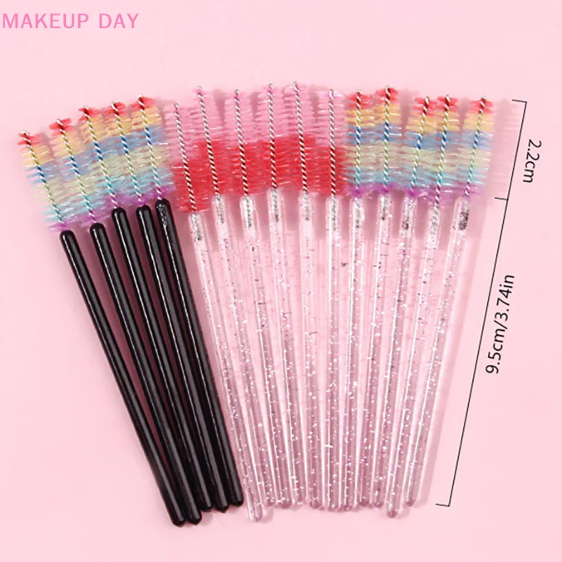 50 Stuks Wimper Borstel Wegwerp Wenkbrauw Borstels Regenboog Mascara Staf Applicator Lash Extensie Cosmetische Make-Up Tools