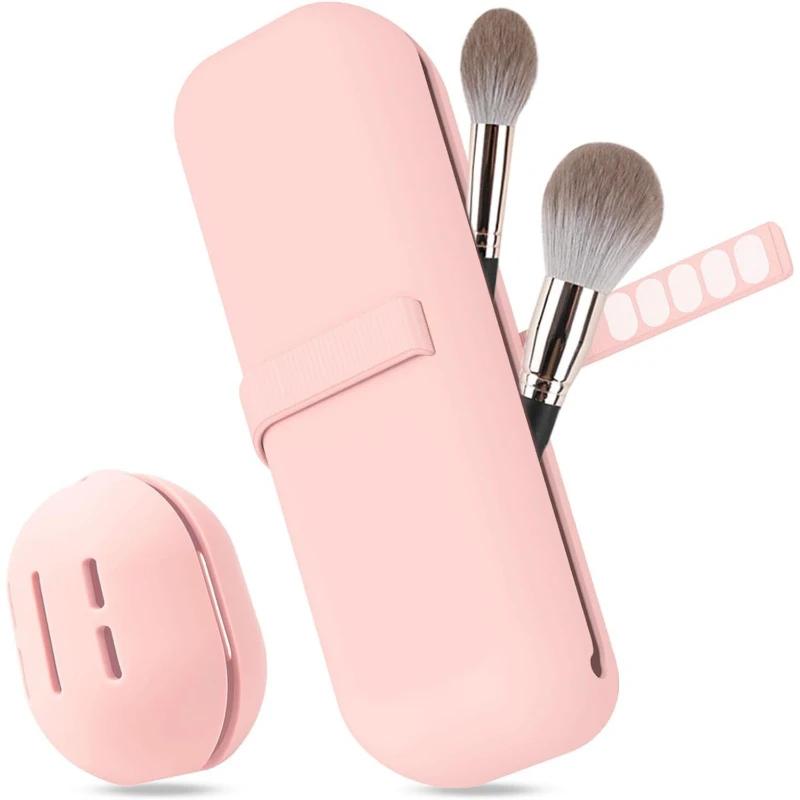 

Silicone Travel Makeup Brush Holder Strap Anti-Fall Makeup Brushes Organizer Case Travel Makeup Brush Bag Cosmetic Brushes Pouch