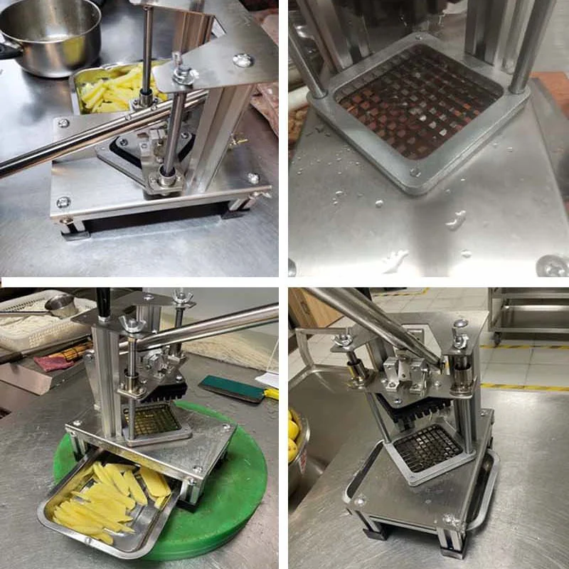 Fabricantes comerciales cortador de patatas fritas tiras de patatas de acero inoxidable rebanador de patatas fritas de frutas y verduras máquina cortadora de prensa manual