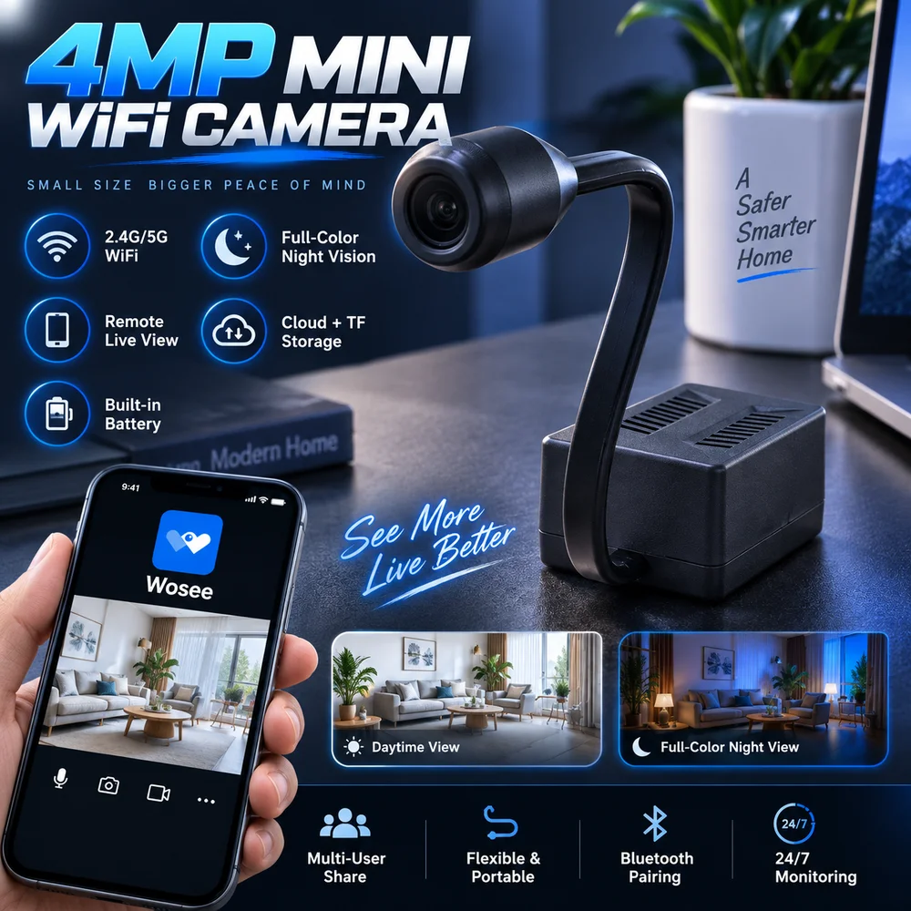 4MP 2K Mini Indoor Security Camera WiFi Wireless Motion Detection Remote View Home Surveillance CCTV