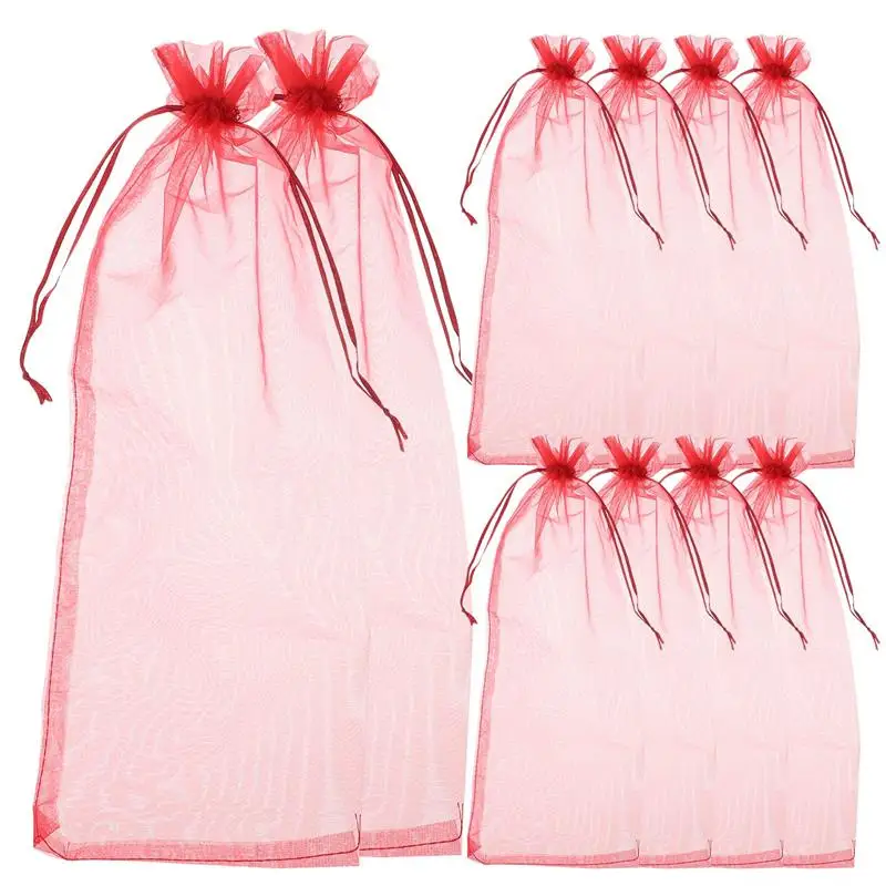 

10pcs Organza Gift Mesh Bag Tote Trim Clear Gauze Bag Gift Bottle Cover Organza Candy Pouch Lavender Mesh Drawstring Packing Bag