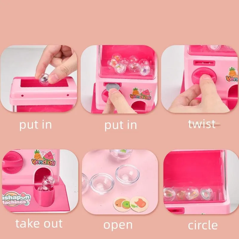 Cute gashapon machine play house candy game machine candy ball grabbing vending machine for kids girl birthday gift funny toy