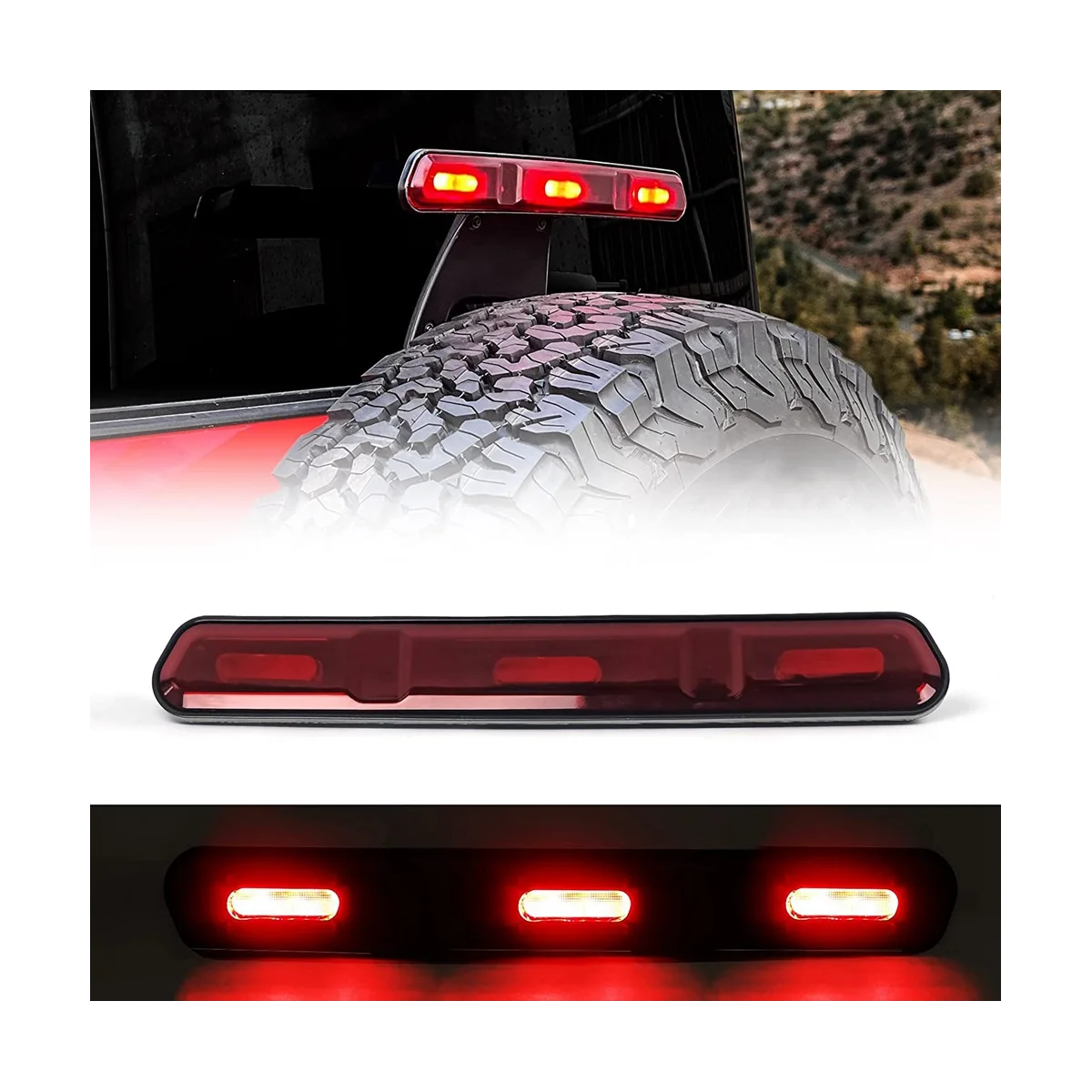 

LED Third Brake Light for Ford Bronco 2021 2022 2023, High Mount Light 3Rd Brake Lamp Rear Stop Light Tail Lamp