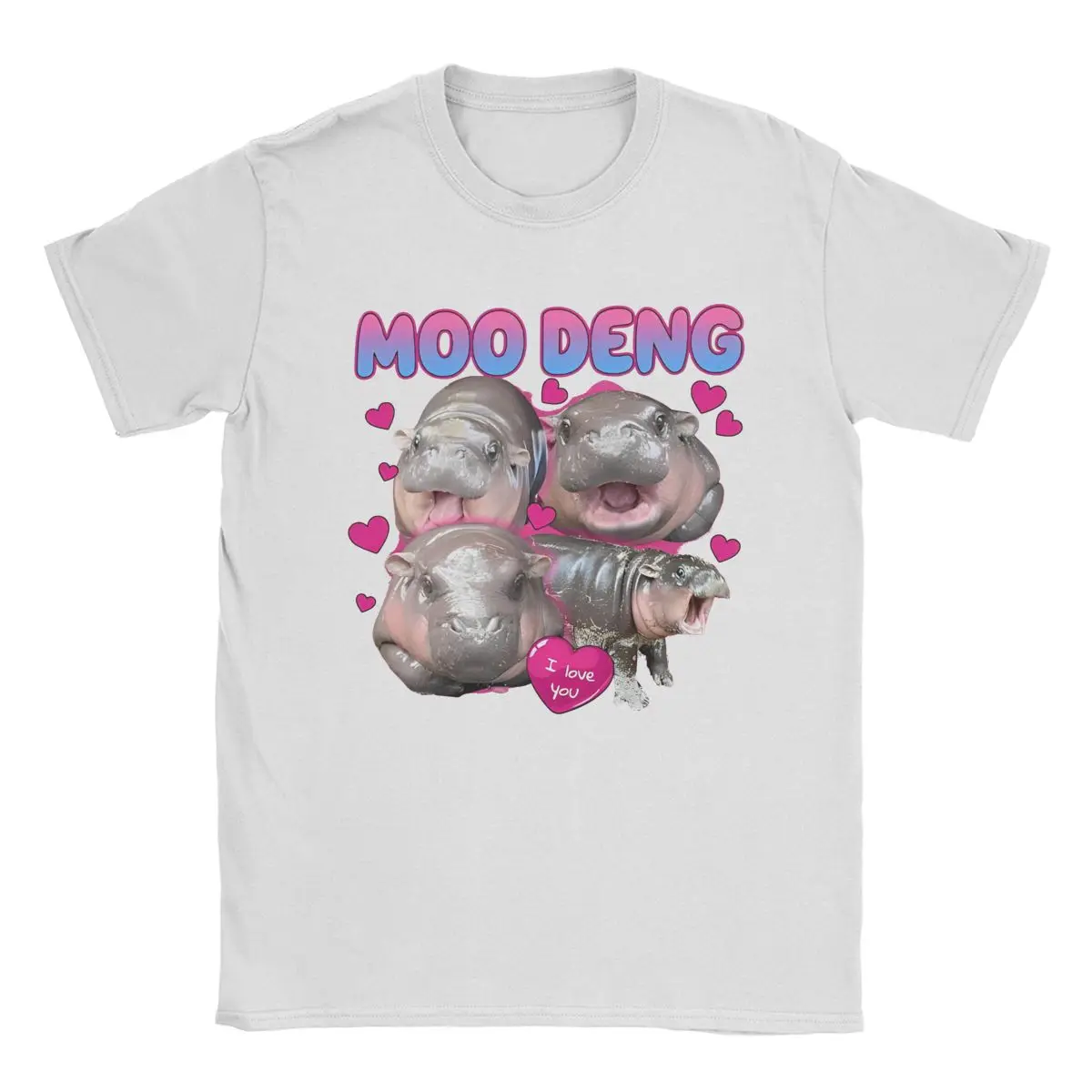 T-shirt Hippopotame bébé rebondissant pour hommes, 100% coton, Économie fantaisie, Économie à col rond, Économie à manches courtes, Drôle, Moo-Deng, Mignon, Y-Nouvelle arrivée