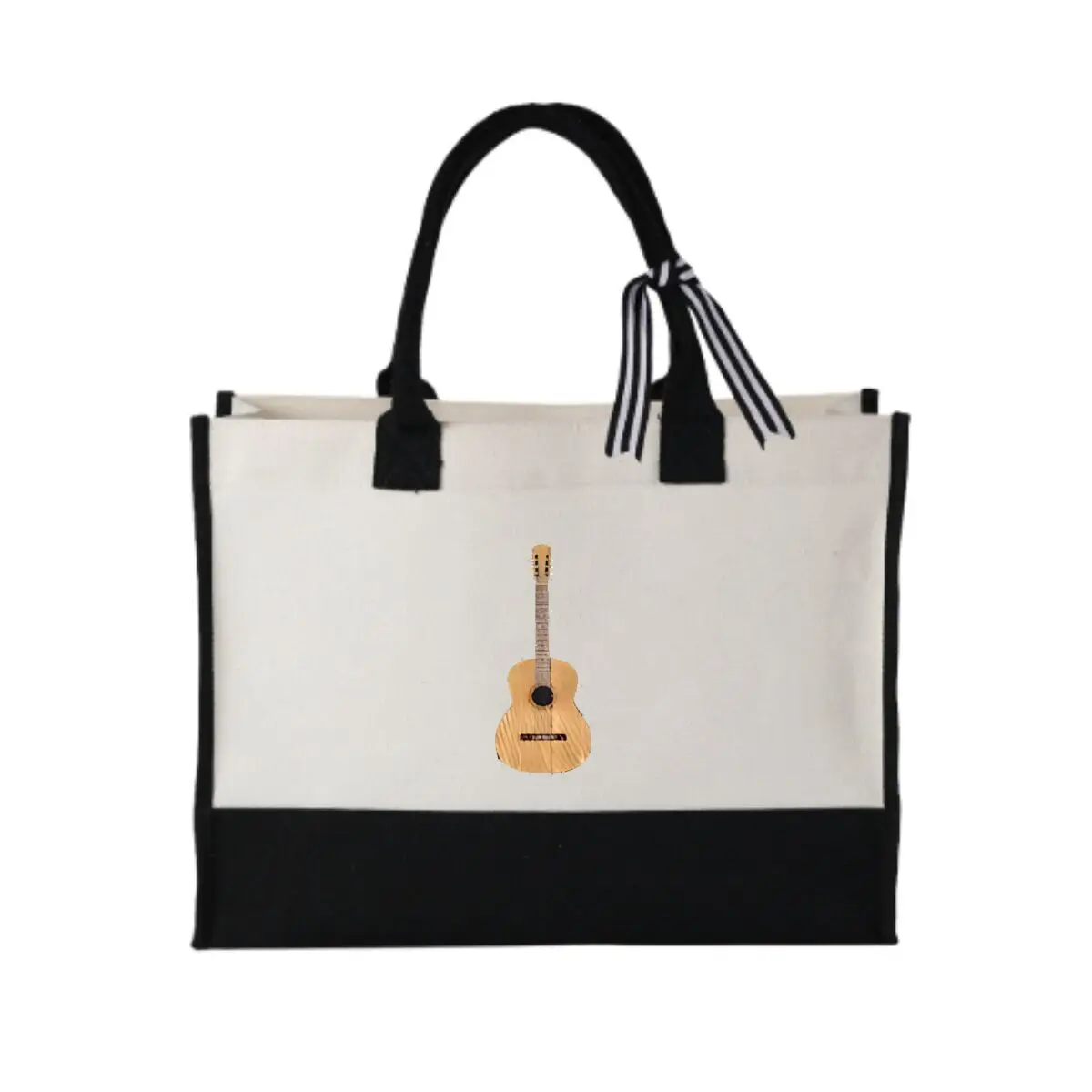 

Acoustic Guitar Folk Melody Eco-Friendly Patchwork Canvas Gift Tote for Holiday Presents