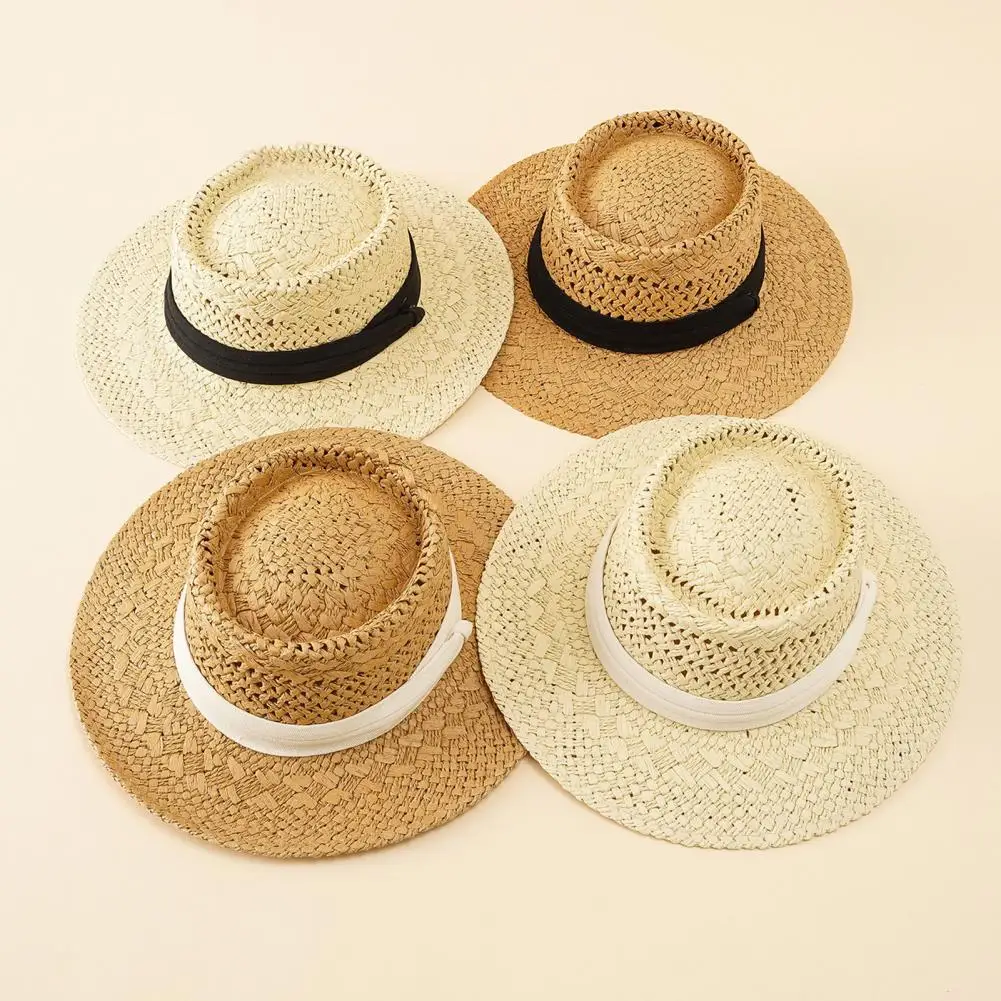 

Ladies Sun Fedora Hats Small Bee Shiny Straw Hat European American Retro Gold Braided Female Sunshade Flat Sequins Hat