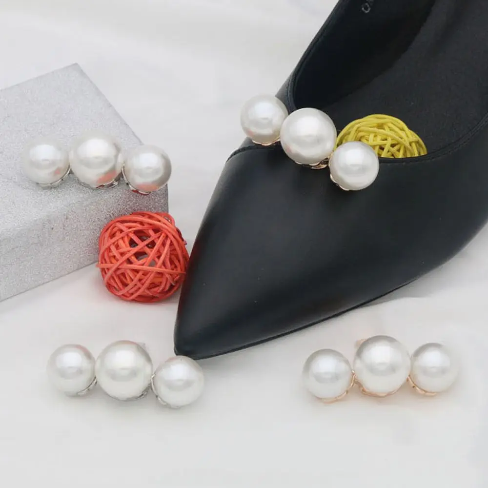 1PC Shoe Clip Wedding Shoes High Heel Women Bride Pearl Decoration Clips Big Pearl Charm Buckle