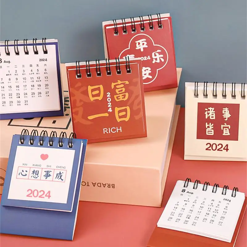 2025 Mini Simple Small Desk Calendar Pocket Portable Calendar Punch Plan Desktop Decoration