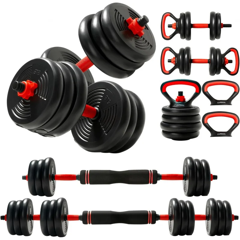 

AQCURSOR FITNESS 4-IN-1 Adjustable Dumbbells Set,Work As Dumbbell/Barbell/Kettlebell/Push up Stand,Home Gym Weights Strength Tra