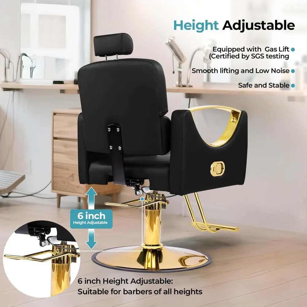 كراسي صالون لمصفف الشعر كرسي حلاق مستلق لصالون الحلاقة 360 كرسي شعر دوار مع هيدروليكي عالي التحمل #5