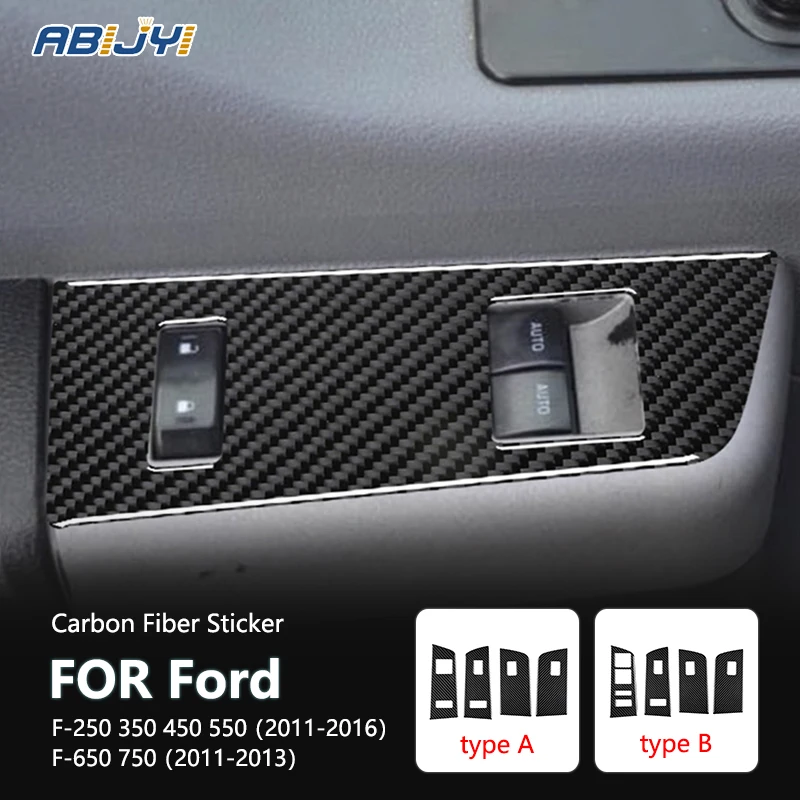 

For Ford F-250 350 450 550 2011-2016 F-650 750 2011-2013 Carbon Fiber Interior Window Lift Panel Decoration Sticker Decal