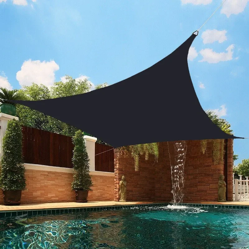 Black 300D Polyester Sun Shade Sail Waterproof Triangle Rectangle Awning Outdoor Beach Camping Sun Shelter Garden Terrace Canopy