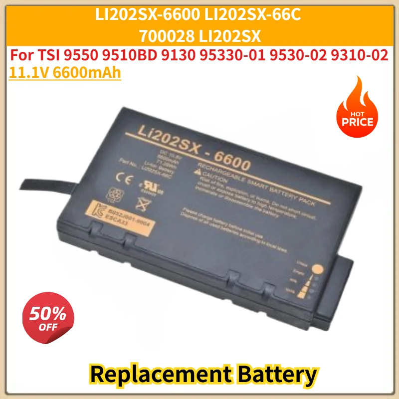11.1V 6600mAh High Quality Battery LI202SX-6600 LI202SX-66C 700028 LI202SX For TSI 9550 9510BD 9130 95330-01 9530-02 9310-02