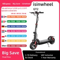 isinwheel GT2 Electric Scooter 800W Motor 48V 15Ah Battery EScooter 11 Off-Road Pneumatic Tire Foldable City Commuter E-Scooter