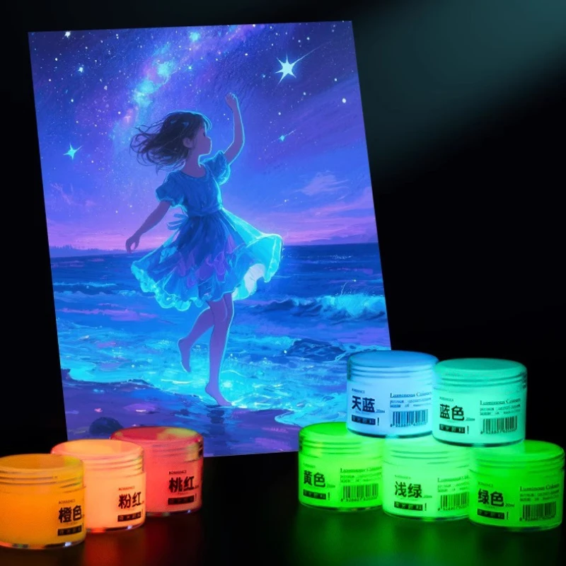 20ml Luminous Pigment Acrylic Fluorescent Painting Luminous Paint DIY Plaster Painting Hand-painted Clothes/shoes Fabric Paint