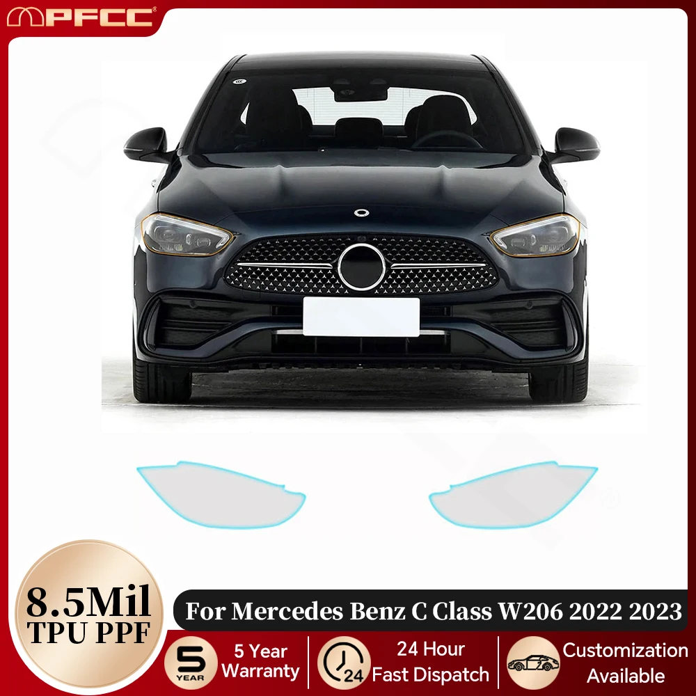 

For Mercedes Benz C Class W206 2022 2023 Headlight Rearview Door Side TPU Protection Film Pre-cut Clear PPF Anti-Scratch Cover