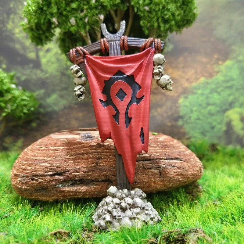 10.5 cm Hoge Gme Vlag WOW Orc Alliantie Auto Decoratie Hars Beeldje Model Scène Props Diorama