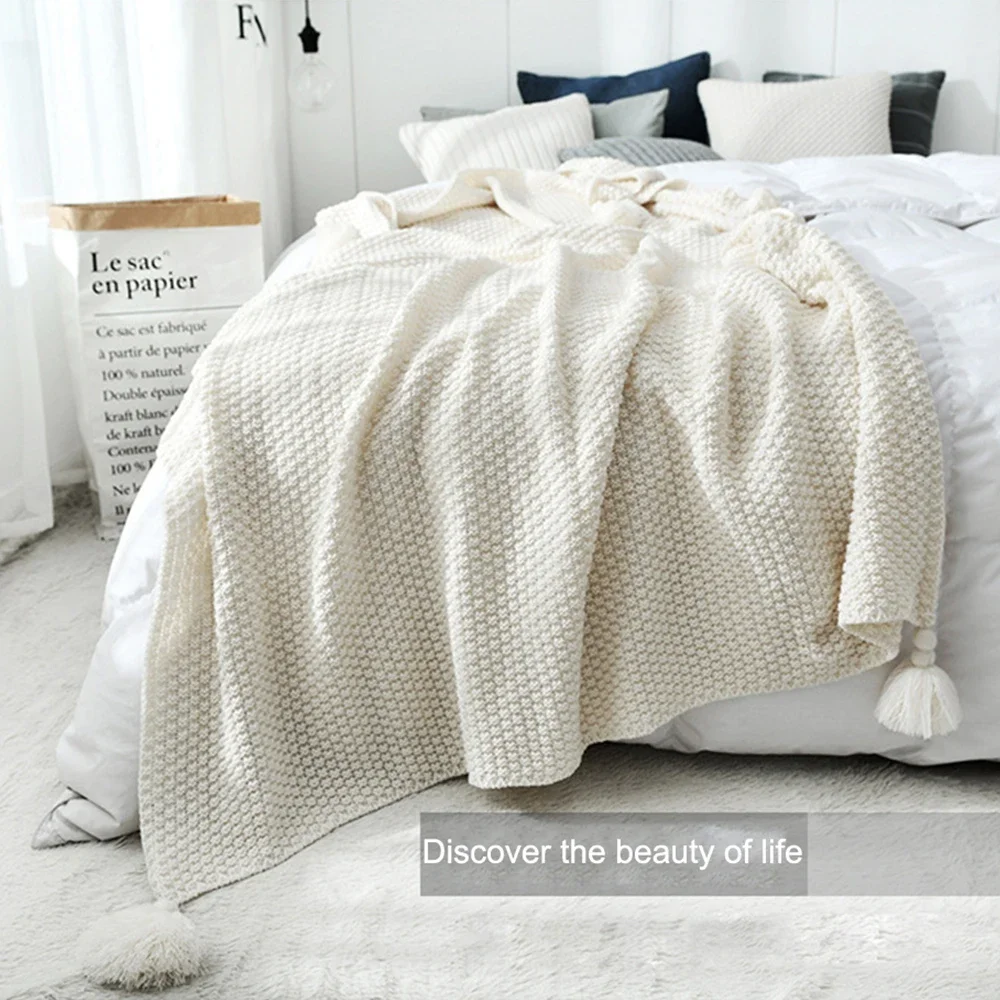 Nordic Style Sofa Blanket Cover Plaid Office Siesta Shawl Stitch Knitted Wool Leisure Conditioning Air Blanket Home Textile плед