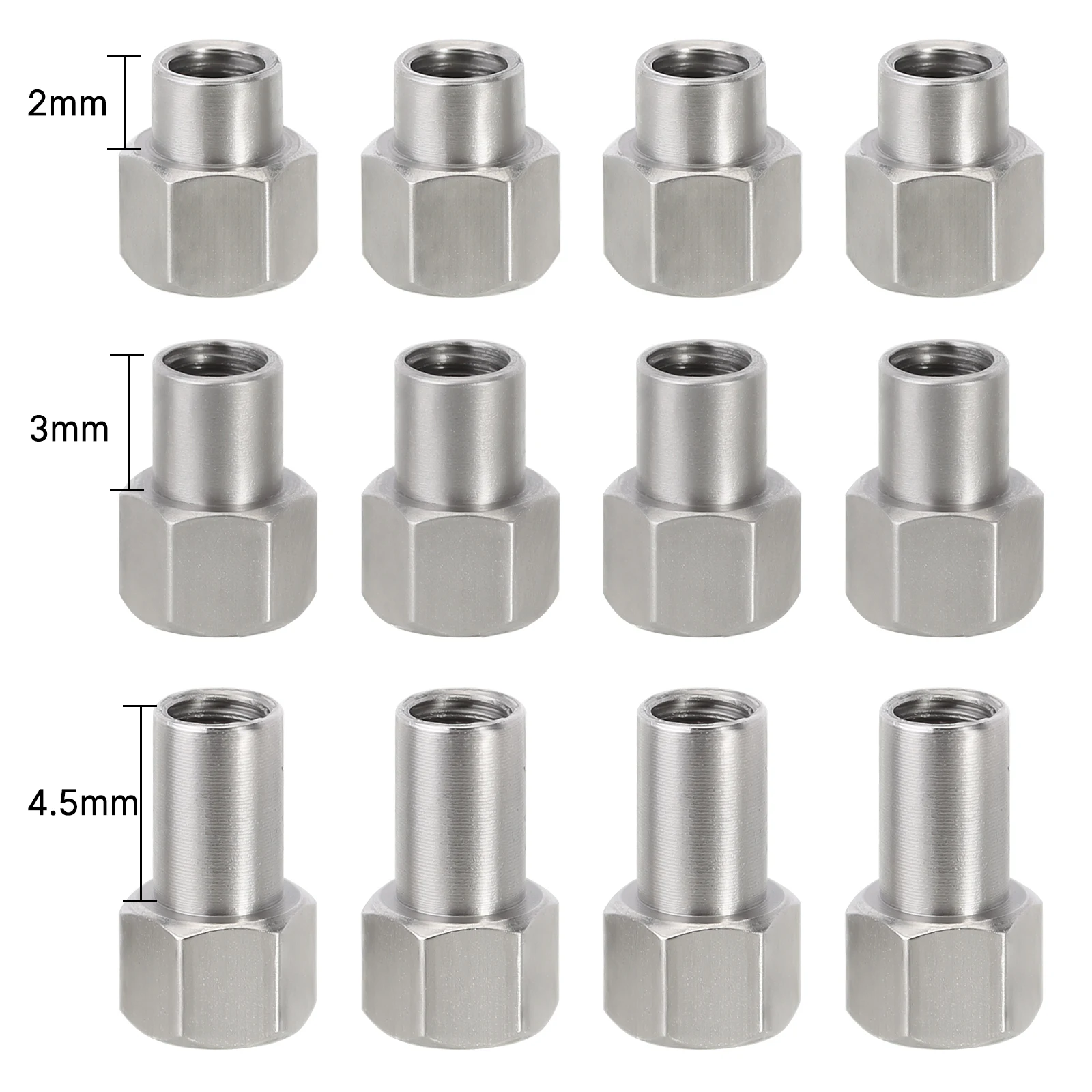 4PCS 2/3/4.5mm M2.5 Stainless Steel Long Wheel Nuts For 1/18 RC Crawler TRX4M Upgrade Parts