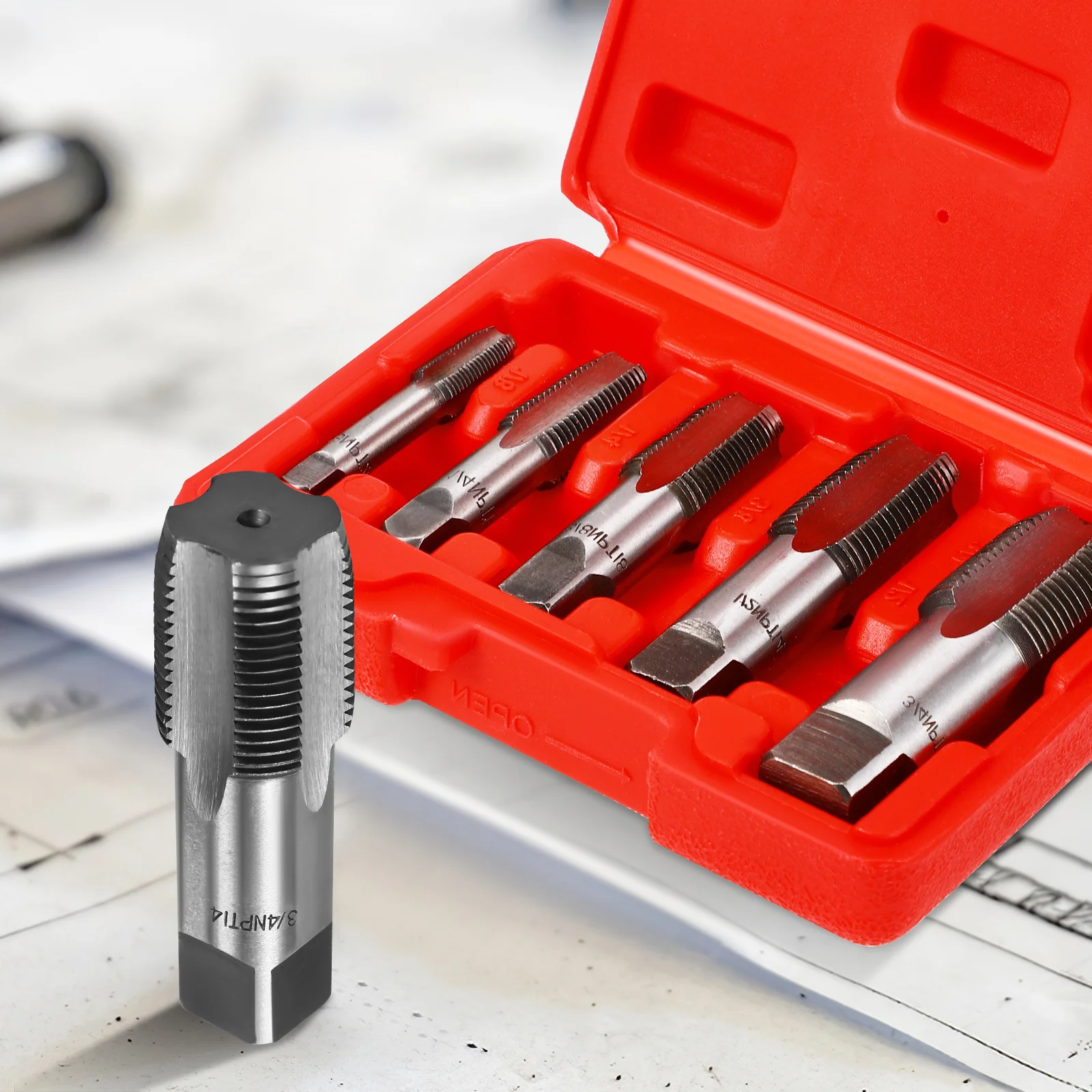 

5Pcs Npt Tap Set Carbon Steel Multiple Thread Sizes Pipe Repair Tool Kit Plumbing Use Npt Tap Set Threader Threading Tool