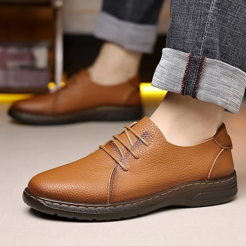 

Рабочие мокасины на толстой платформе, большие размеры, мужская повседневная обувь, ретро-дизайнерская модная летняя распродажа, мужская кожаная обувь высокого качества