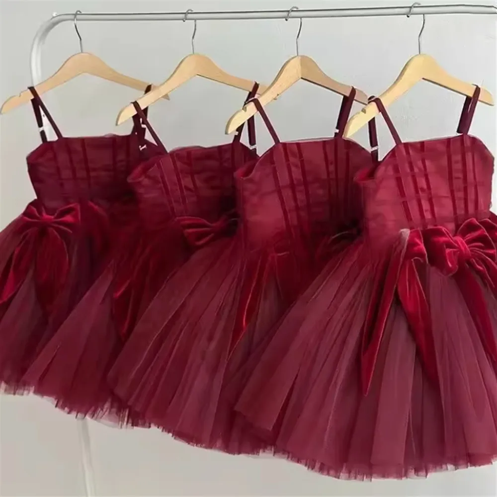 Sling Princess Gown Flower Girl Wedding Dress Children New Birthday Party Outfit Formal Event Matching Performance Wear Dress