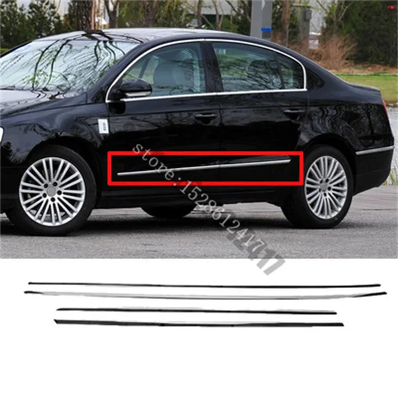 For VW Volkswagen Passat B6 2006 - 2011 ABS car side door moldings Rear bumper trim Chrome trim Protector strip Car Accessories