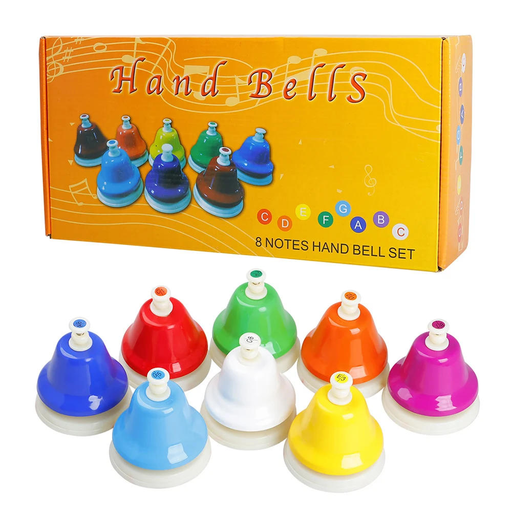 Orff Musical Instrument Set Colorful 8-Note Hand Bell Children\'s Music Toy Baby Early Education Beautiful Christmas Gift